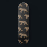 Fashionista Gold Black Glitter Tiger Pattern Skateboard<br><div class="desc">This elegant and chic pattern is perfect for the trendy and stylish fashionista. It features a faux printed sparkly gold glitter and black hand-drawn tiger pattern on top of a black background. It's glamourous, luxurious, unique, modern, and cool. ***IMPORTANT DESIGN NOTE: For any custom design request such as matching product...</div>