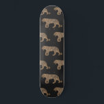 Fashionista Gold Black Glitter Tiger Pattern Skateboard<br><div class="desc">This elegant and chic pattern is perfect for the trendy and stylish fashionista. It features a faux printed sparkly gold glitter and black hand-drawn tiger pattern on top of a black background. It's glamourous, luxurious, unique, modern, and cool. ***IMPORTANT DESIGN NOTE: For any custom design request such as matching product...</div>