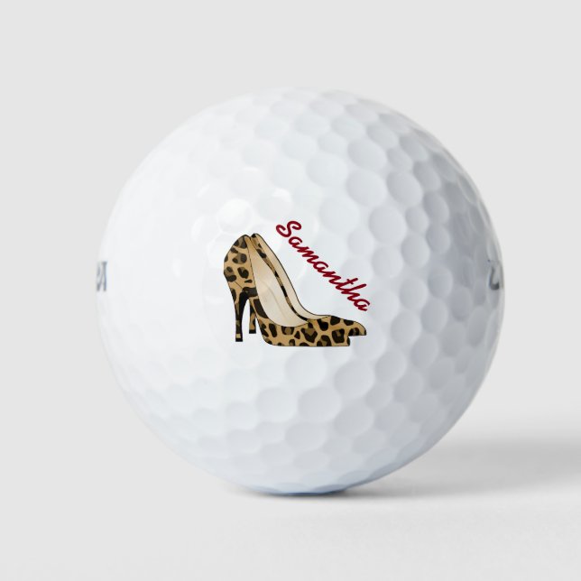 Fashionista Jaguar Stiletto Heal Custom Golf Balls (Front)