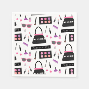 Fashionista Makeup Fashion Show Birthday Party Napkin