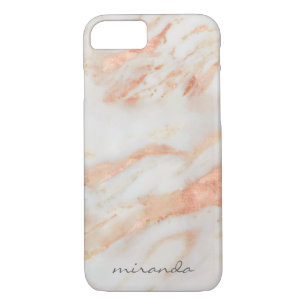 Fashionista Pink and White Marble with Name iPhone 8/7 Case