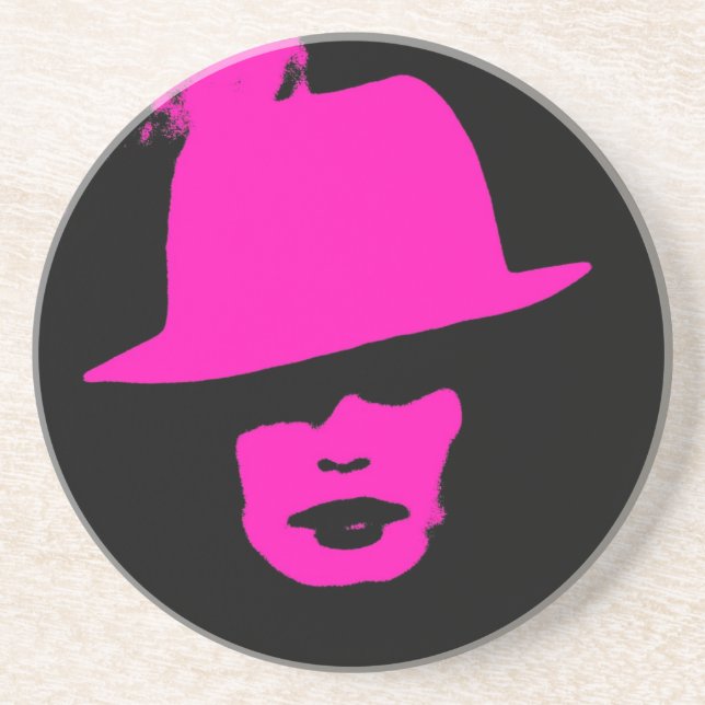 Fashionista pink black woman drink coasters (Front)