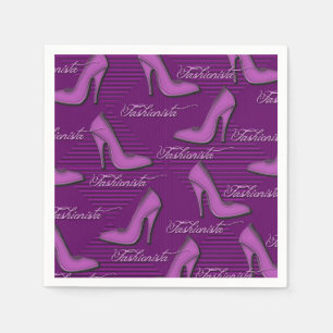 Fashionista Pink Shoes Pattern Napkins