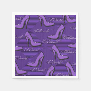 Fashionista Purple Shoes Pattern Napkins
