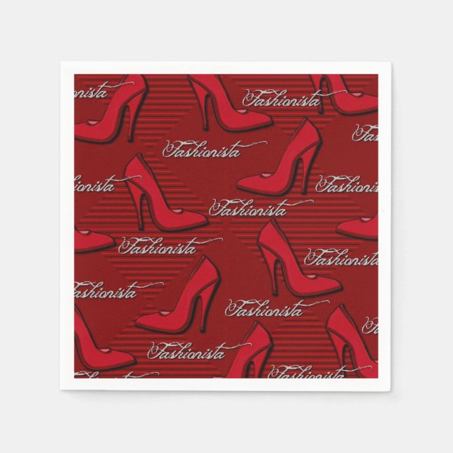 Fashionista Red Shoes Pattern Napkins (Front)