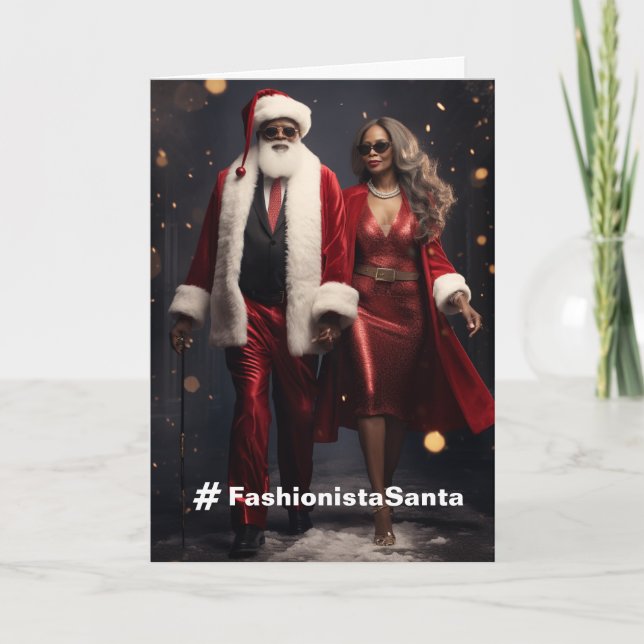 Fashionista Santa Customisable Holiday Card (Front)
