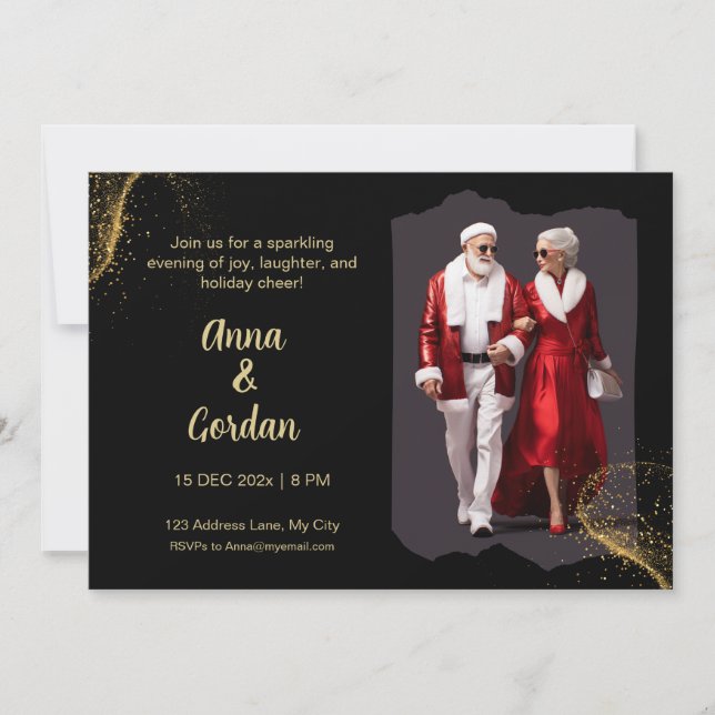 Fashionista Santa Holiday Invitation (Front)