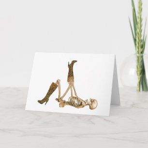 Fashionista Skeleton in Leopard Boots Card