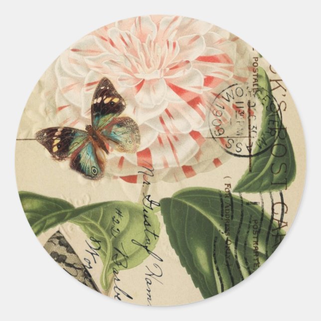 fashionista stiletto floral french botanical classic round sticker (Front)