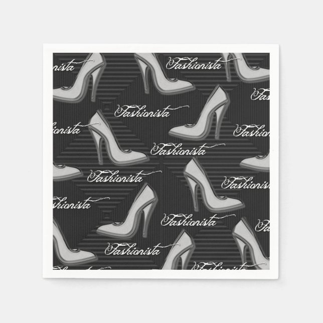 Fashionista White Shoes Pattern Napkins (Front)