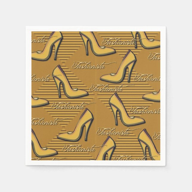 Fashionista Yellow Shoes Pattern Napkins (Front)