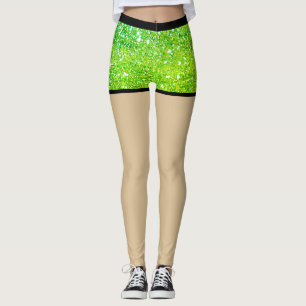 Faske shorts for party l Glitter Neon Green Glam Leggings