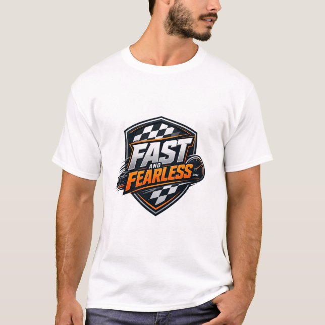 Fast and Fearless Racing Shield Graphic T-Shirt (Front)