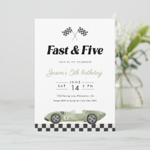 Fast and Five 5th Birthday Vintage Race Car Invitation