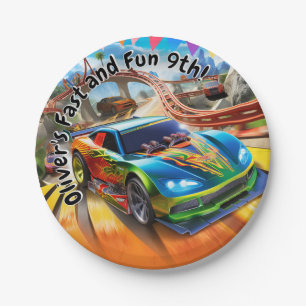Fast and Fun Birthday, Race cars Birthday Paper Plate
