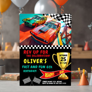 Fast and Fun Race Car Birthday Card for Kids