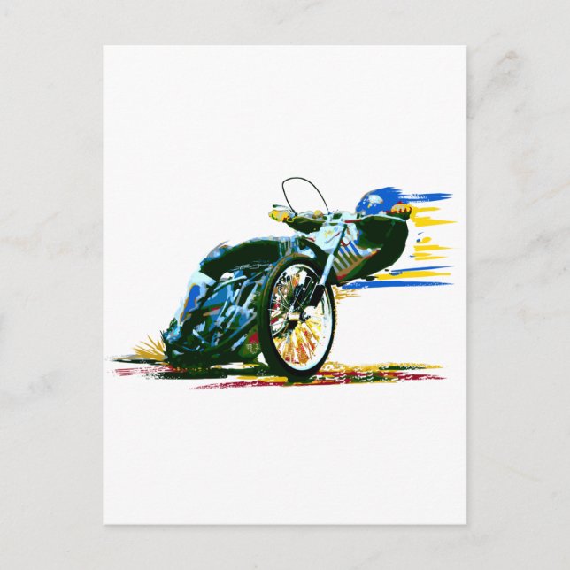 Fast Awesome Speedway Motorcycle Postcard (Front)