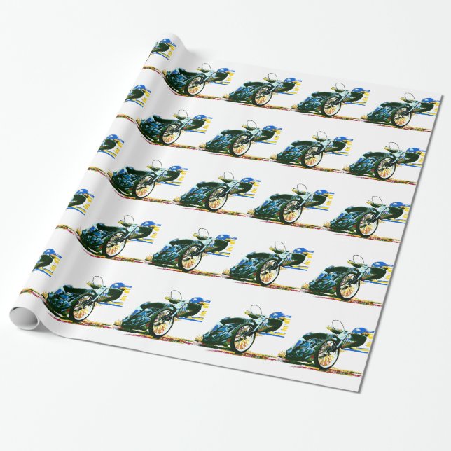 Fast Awesome Speedway Motorcycle Wrapping Paper (Unrolled)