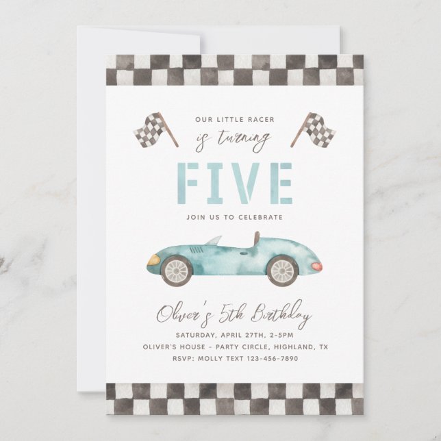 Fast Birthday Invitation | 5th Racing Invitation (Front)