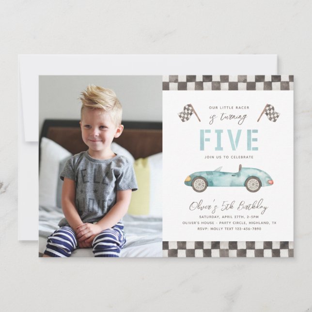 Fast Birthday Invitation | 5th Racing Invitation (Front)
