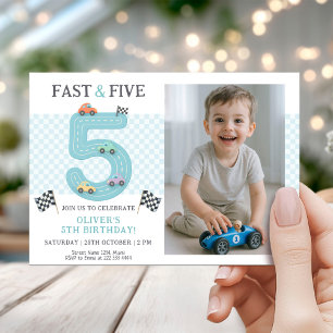 Fast Car 5th Birthday Party Theme Invitation
