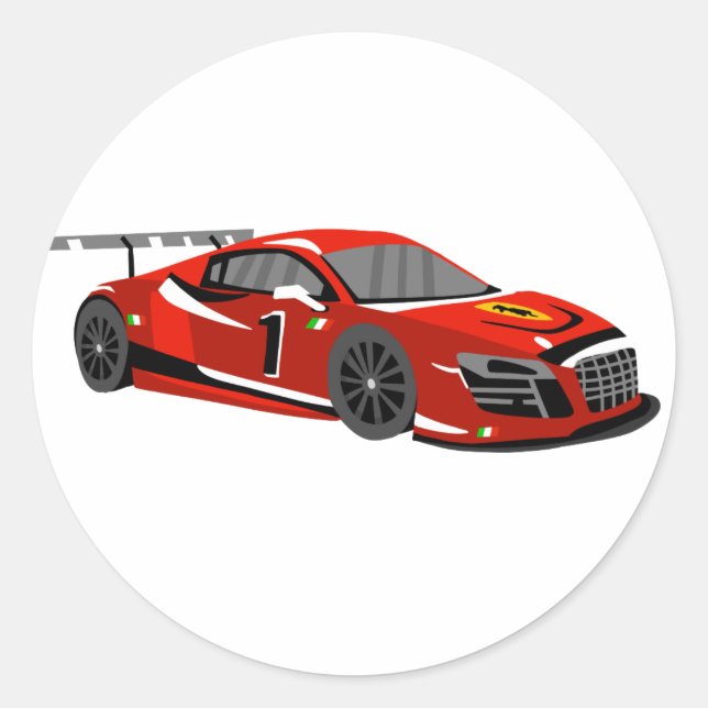 Fast car cartoon | Extreme race |Choose back colou Classic Round Sticker (Front)