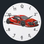 Fast car cartoon | Extreme race |Choose back colou Large Clock<br><div class="desc">car cartoon cars grand,  prix muscle fast sports , racing for kids supercar,  cool tuning race illustration,  drive driver vehicle transport , automobile road auto motor , drawing adorable happiness wheel , extreme kid boy boys , heavy engine sport speed , car cartoon cars</div>