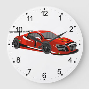 Fast car cartoon   Extreme race  Choose back colou Large Clock
