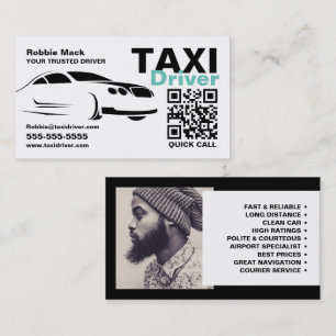 Fast Car Logo, Photograph, Taxi Driver, Price List Business Card