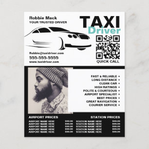 Fast Car Logo, Photograph, Taxi Driver, Price List Flyer