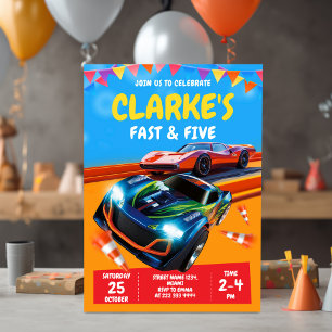 Fast Cars Racing Party Invitation for Boys