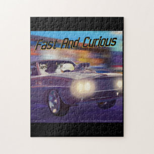 Fast Cat Comic Small Jigsaw Puzzle by Rick London