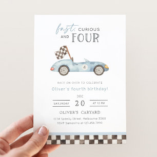 Fast, Curious & Four Racing 4th Birthday  Invitation