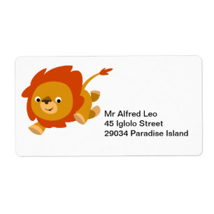 Fast Cute Cartoon Lion Label