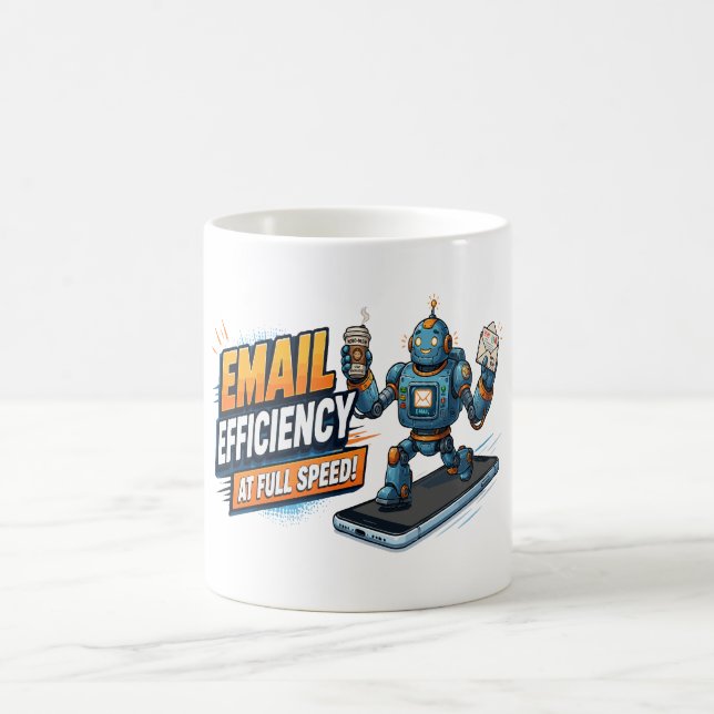 Fast Email Productivity Robot Coffee Mug (Center)