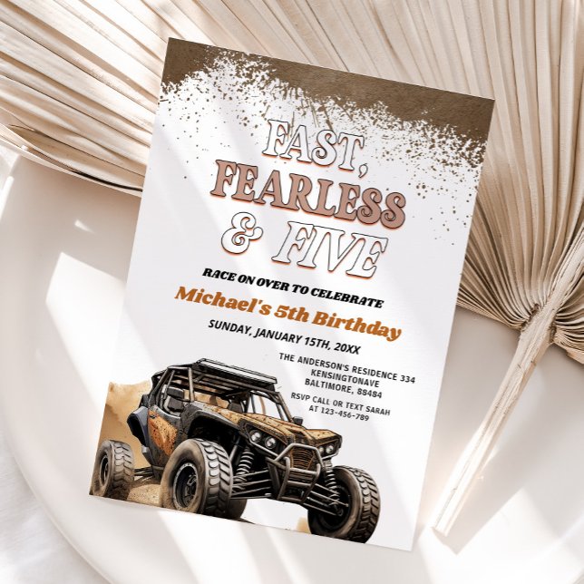 Fast Fearless & Five Muddy ATV Boy 5th Birthday Invitation (Creator Uploaded)