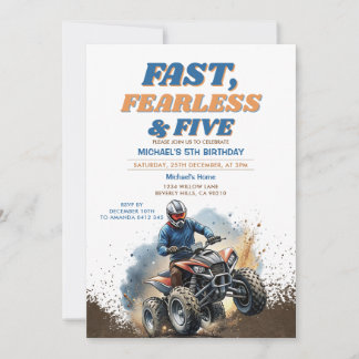 Fast Fearless & FIVE Racing 5th ATV Birthday Party Invitation