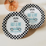 Fast & Five Blue Race Car 5th Birthday Party Paper Plate<br><div class="desc">This is a Fast & Five Blue Race Car 5th Birthday Party Paper Plates!</div>