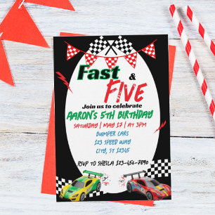 Fast & Five, Racing 5th Birthday Invitation