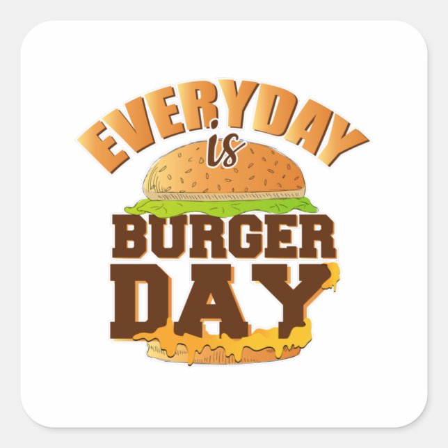 Fast Food Burger Cheese Funny Eat Foodie Gift Square Sticker (Front)