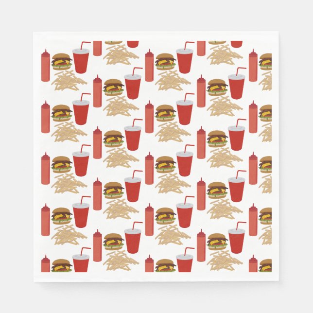 Fast Food Burger Fries Pattern BBQ Napkin (Front)