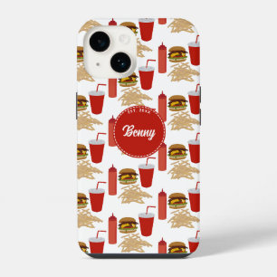 Fast Food Burger Fries Pattern Monogram iPhone 14 Case