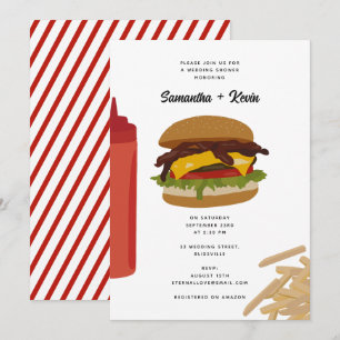 Fast Food Burger Fries Wedding Shower Invitation