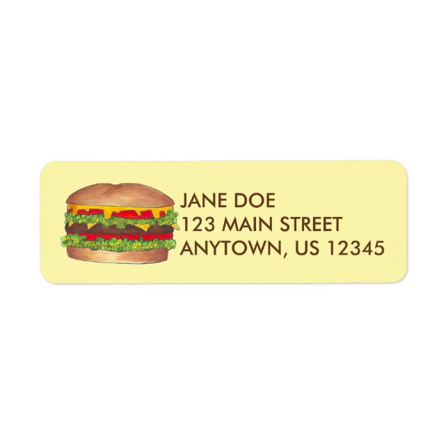 Fast Food Burger Hamburger Grilling Address Labels (Front)