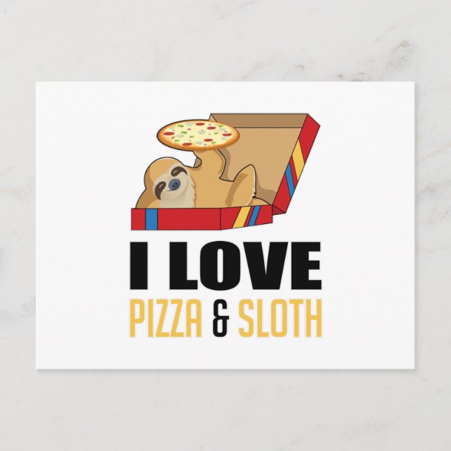 Fast Food Burger Sloth Funny Pizza Eat Foodie Gift Postcard (Front)