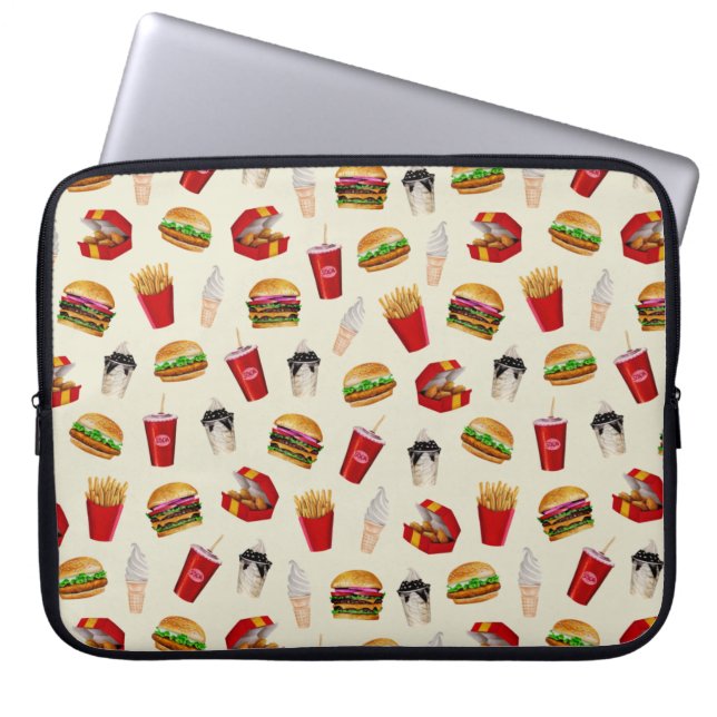 Fast Food Burgers, Fries, Sundaes Laptop Sleeve (Front)