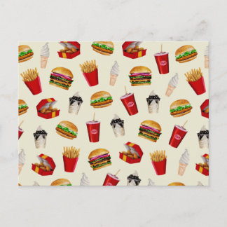 Fast Food Burgers, Fries, Sundaes Postcard