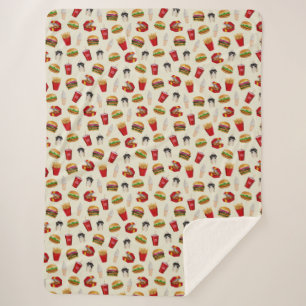 Fast Food Burgers, Fries, Sundaes Sherpa Blanket