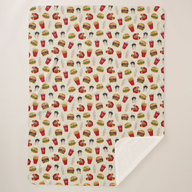 Fast Food Burgers, Fries, Sundaes Sherpa Blanket (Front)