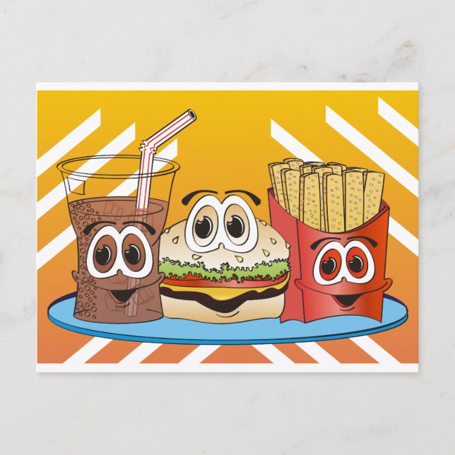 Fast Food Cartoon Postcard (Front)